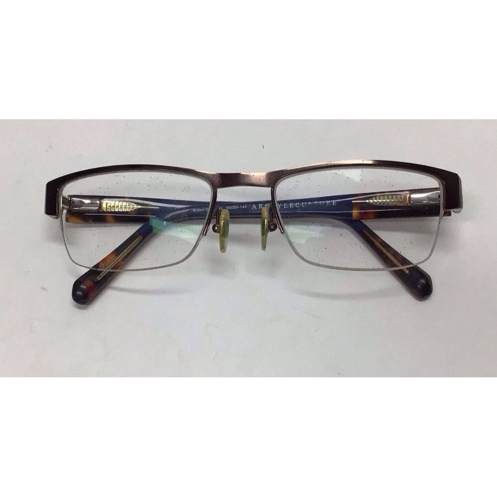 Argyle Culture Eyeglasses Frame Half Rim 55-20-145 Brown Men’s Russell Simmons